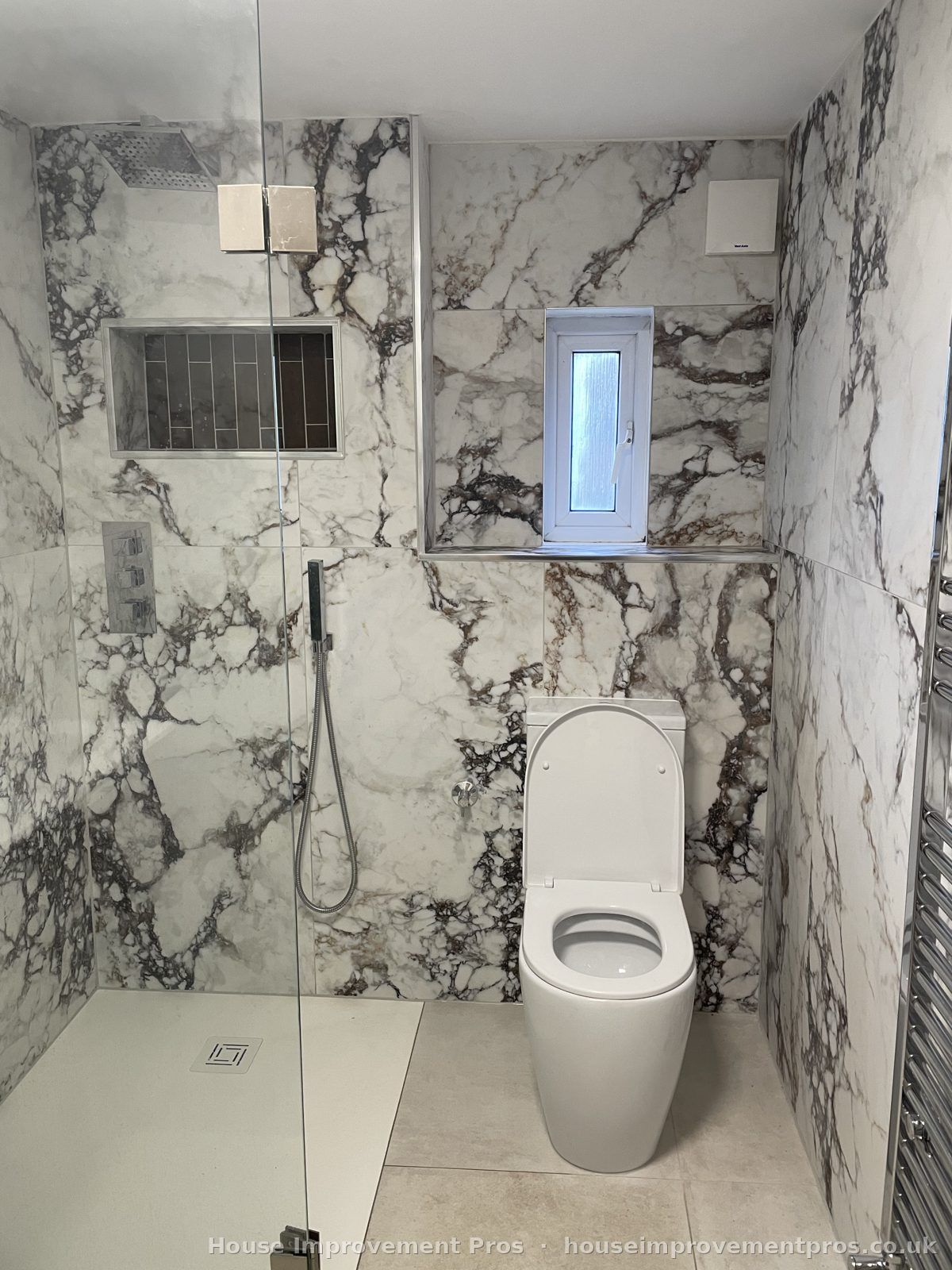Walk-in shower room — Acton flat refurbishment