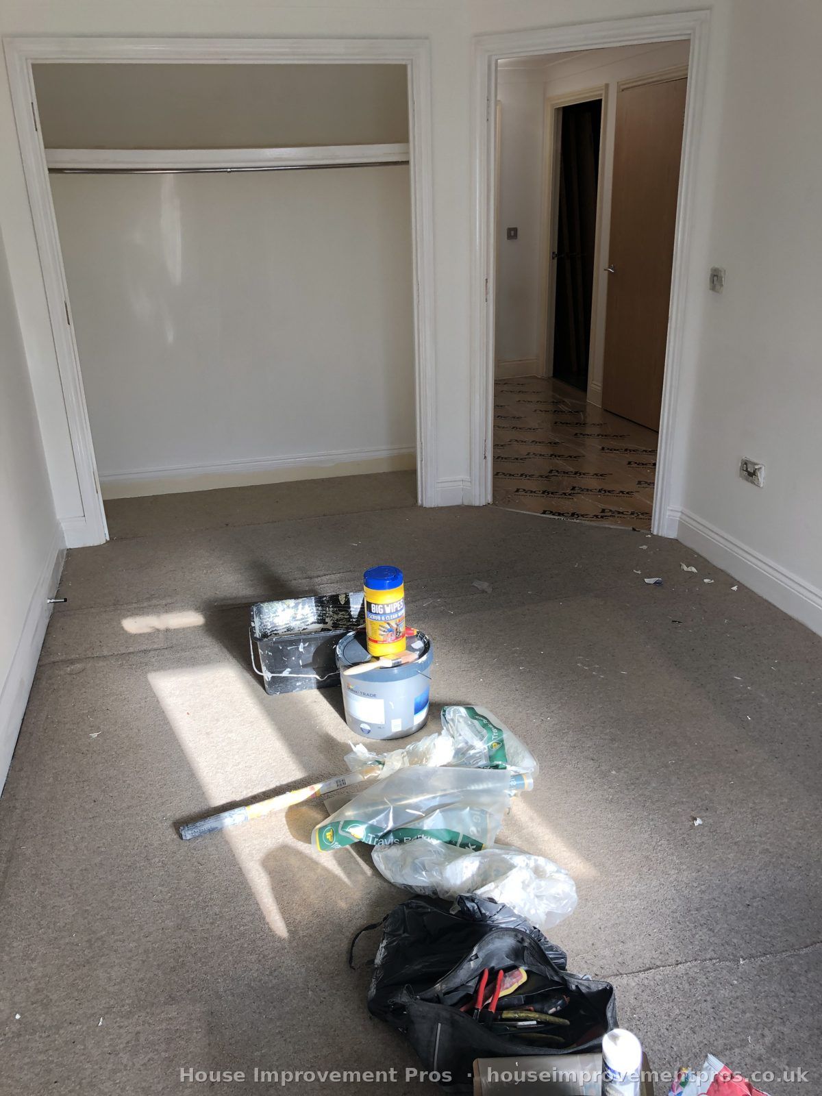 Before: room cleared and prepared